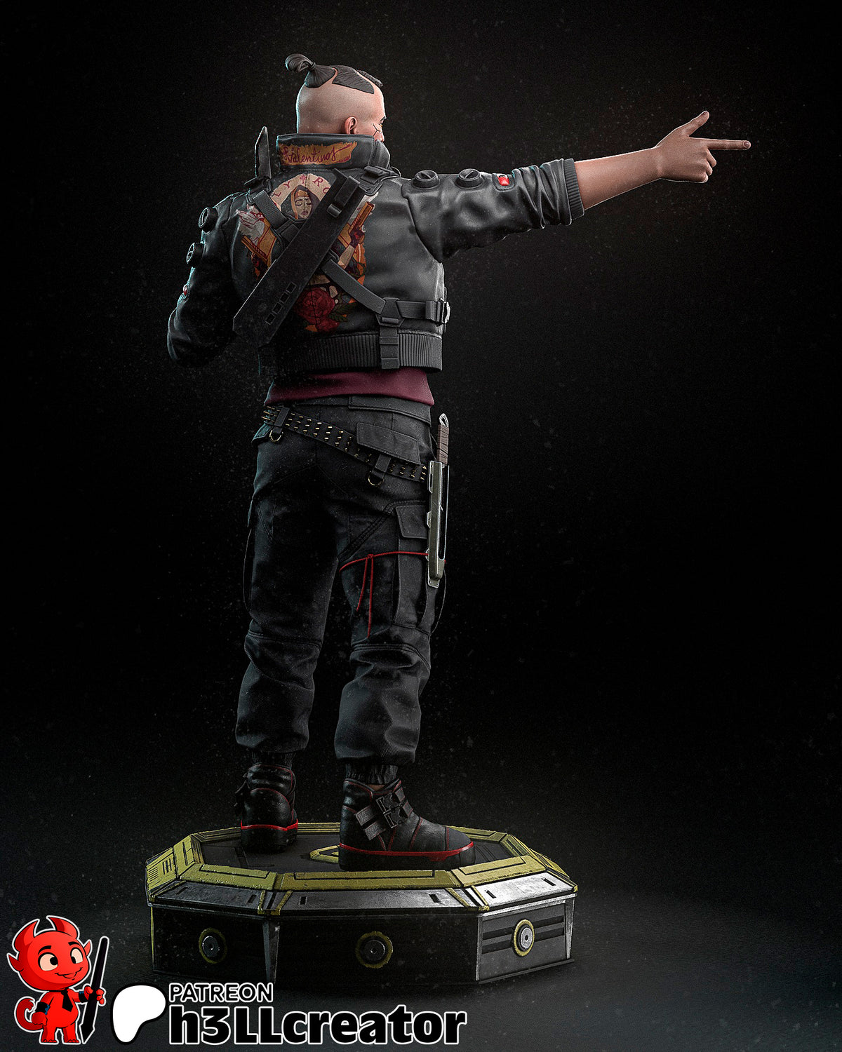 Jackie Welles (Cyberpunk 2077) resin figure by h3LLcreator — studio render 6
