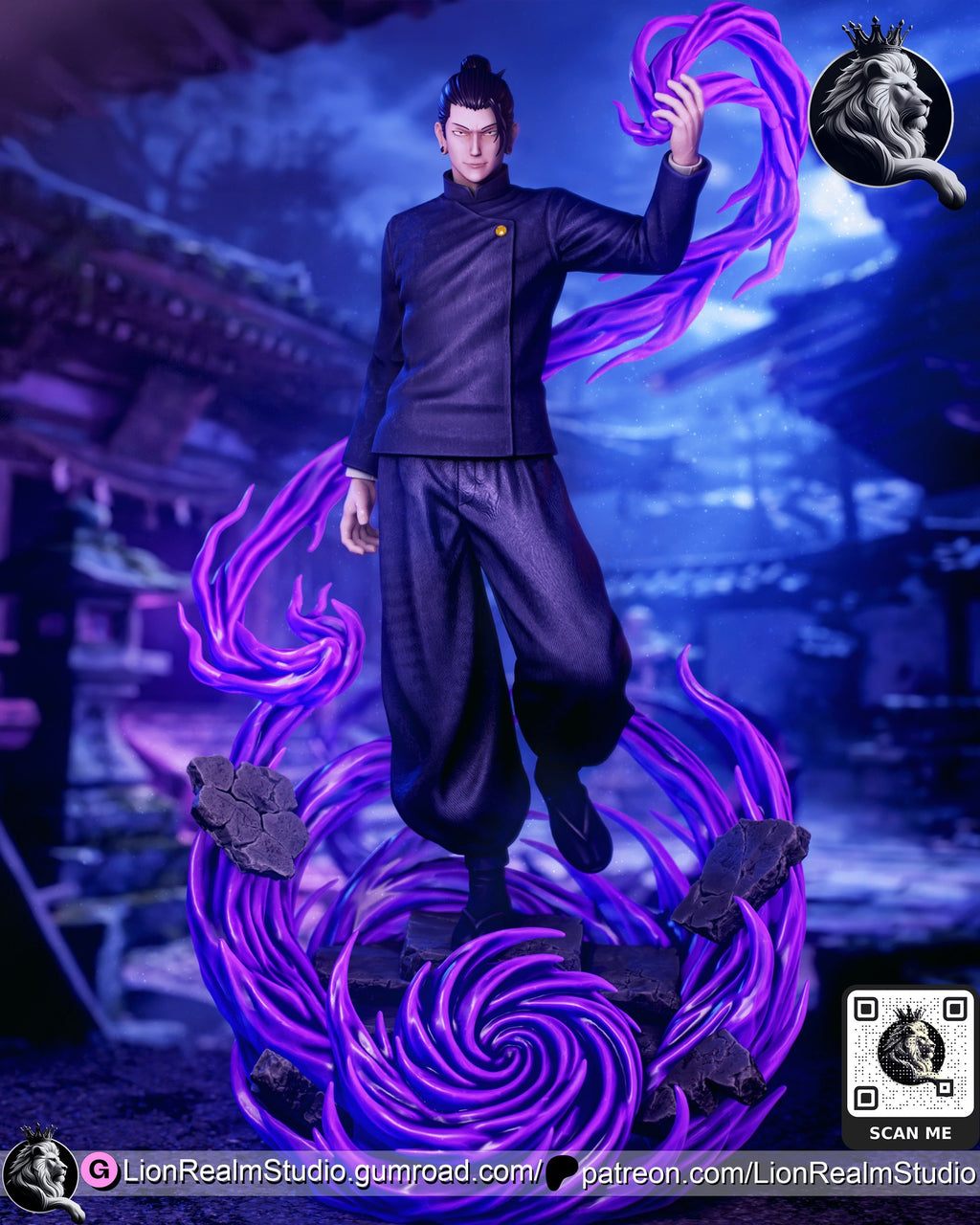 Suguru Geto Jujutsu Kaisen resin figure by LionRealm Studio — studio preview
