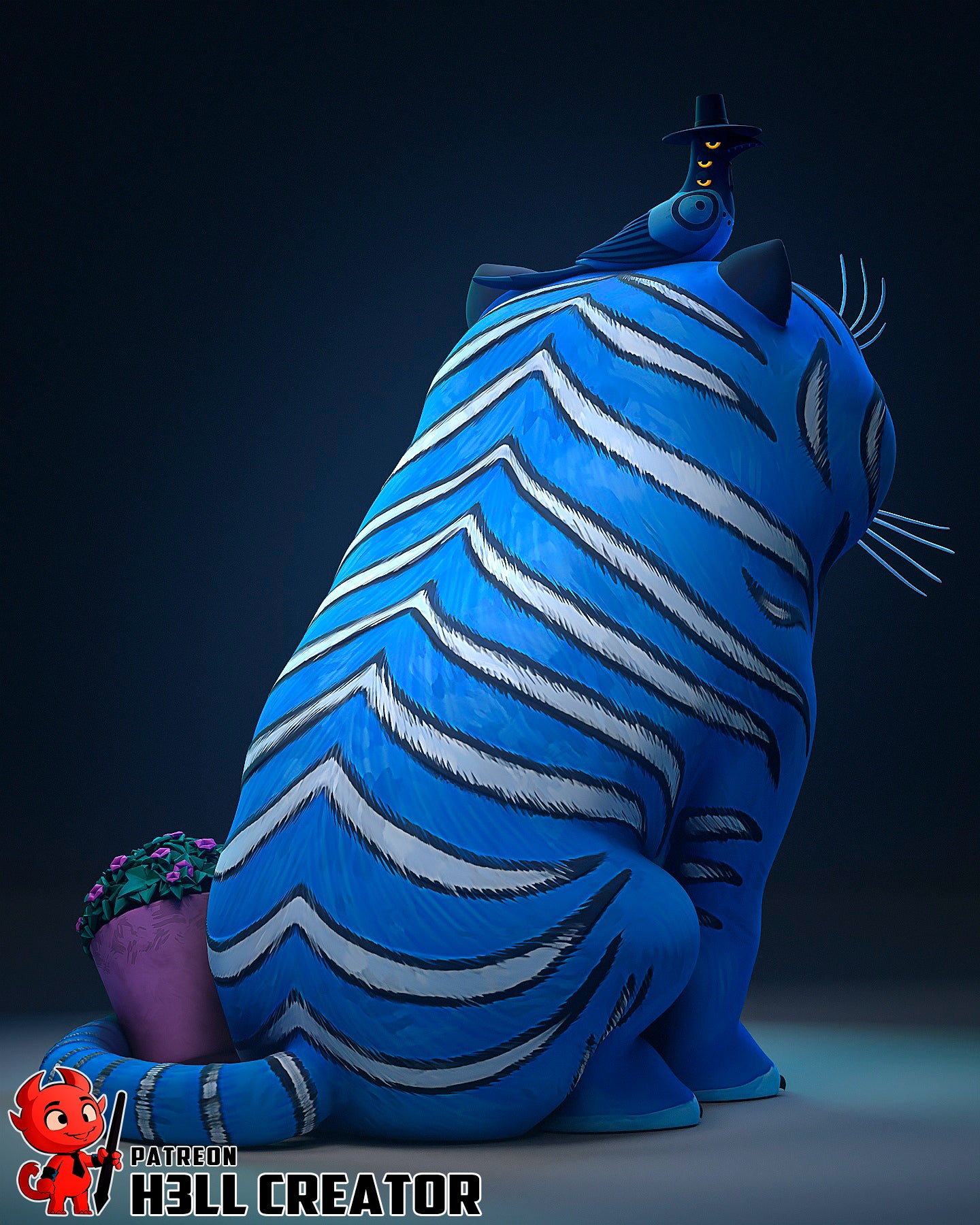 Derpy Tiger and Sussie (KPop Demon Hunters) resin figure by h3LLcreator — studio render 9