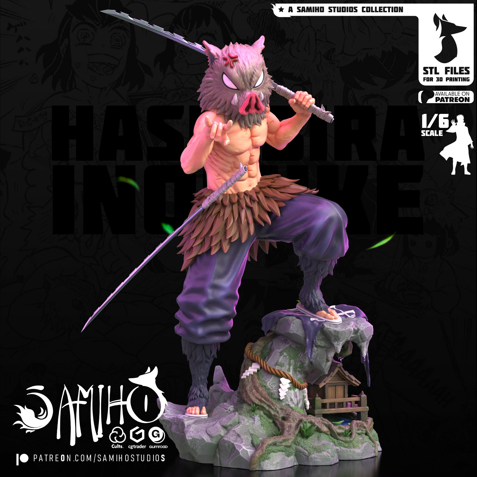 Inosuke Hashibira Demon Slayer resin figure by Samiho Studios — studio preview