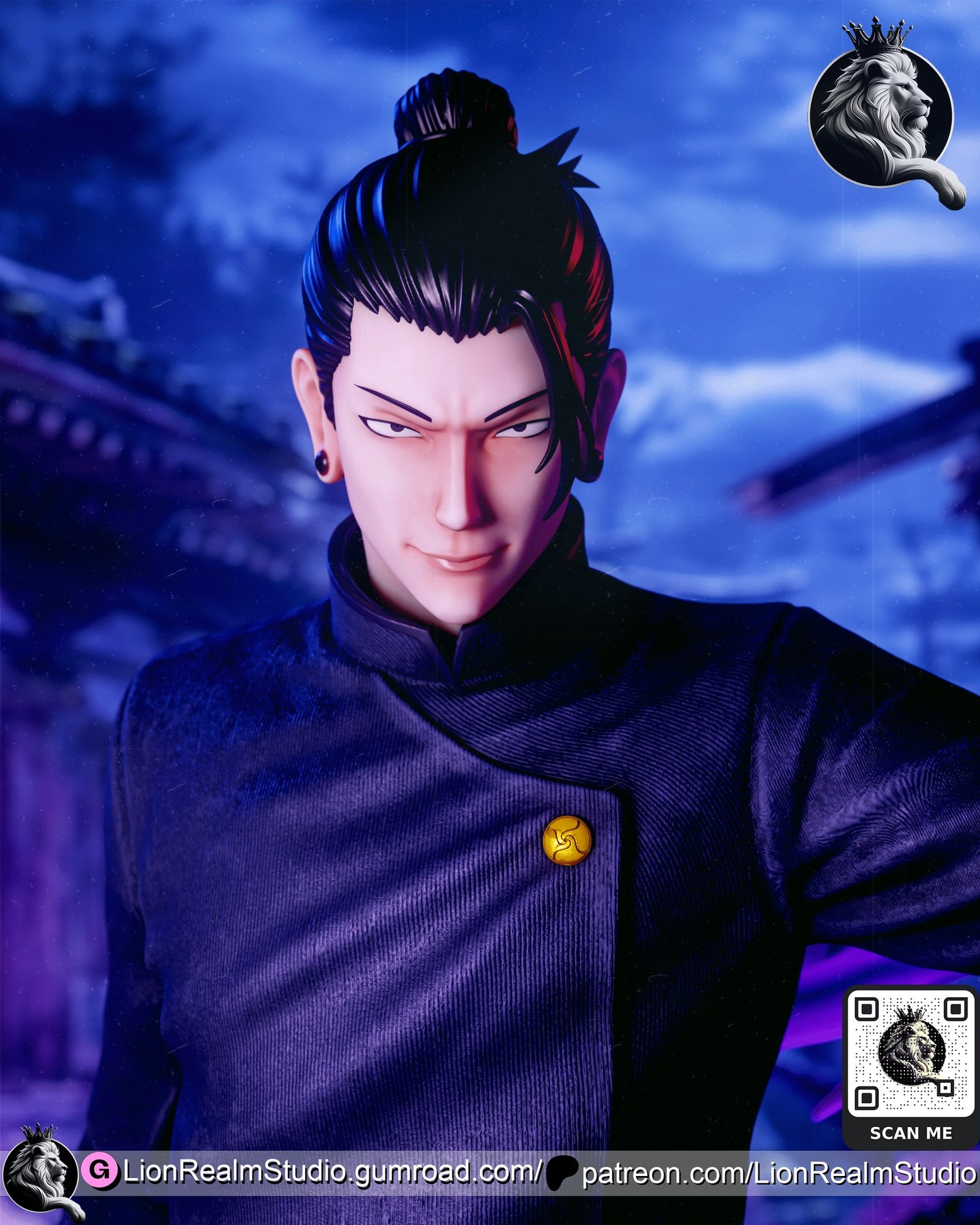 Suguru Geto Jujutsu Kaisen resin figure by LionRealm Studio — studio preview