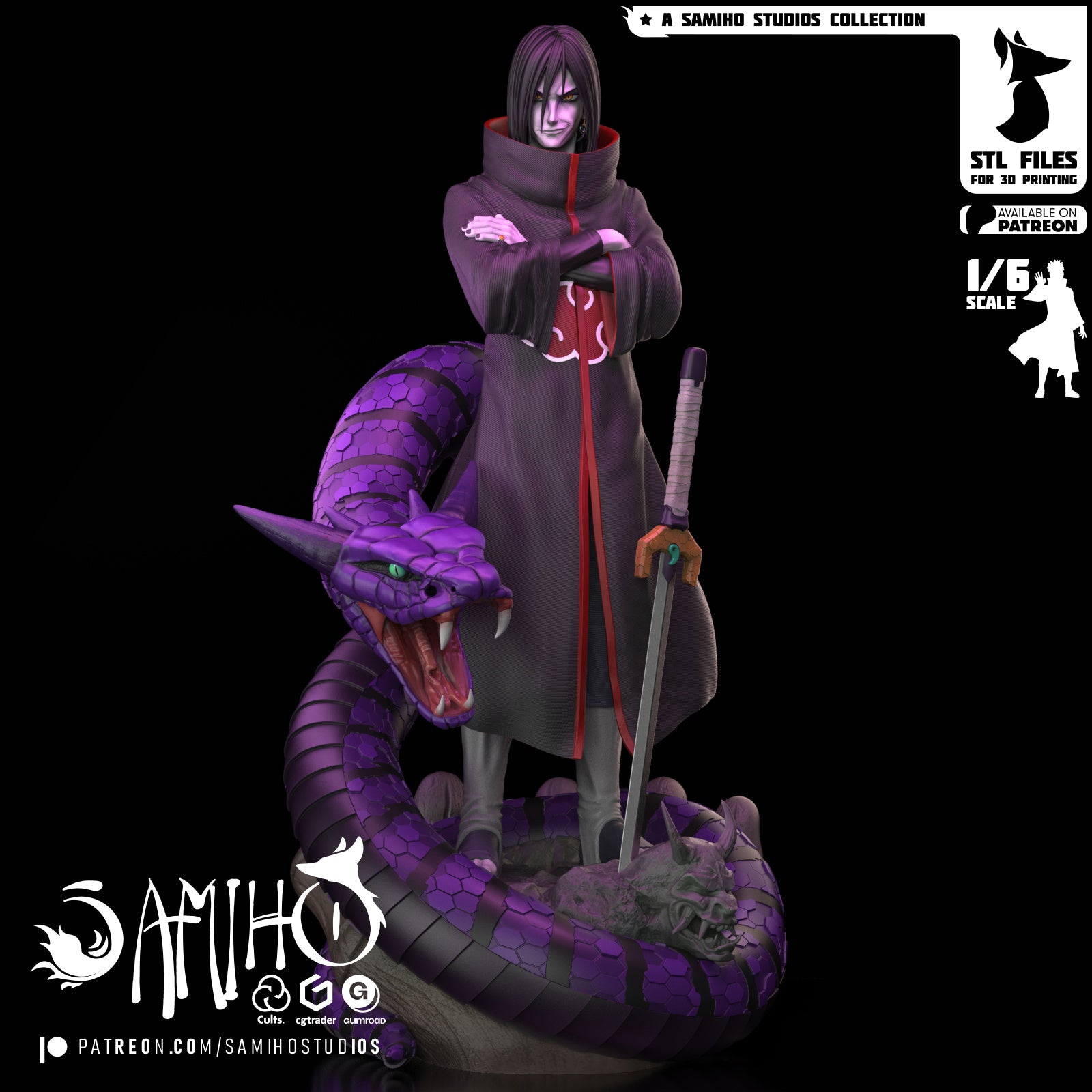 Orochimaru Naruto resin figure by Samiho Studios — studio preview
