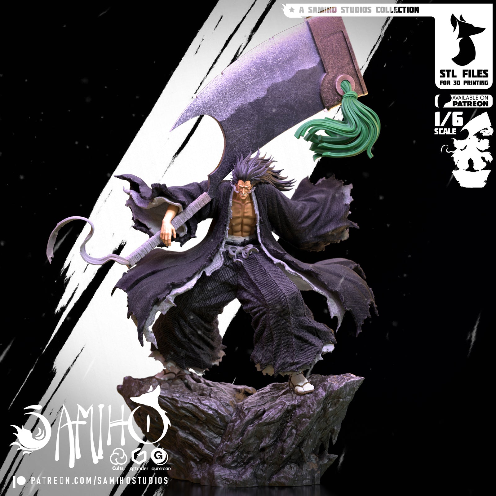 Kenpachi Zaraki Bleach resin figure by Samiho Studios — studio preview