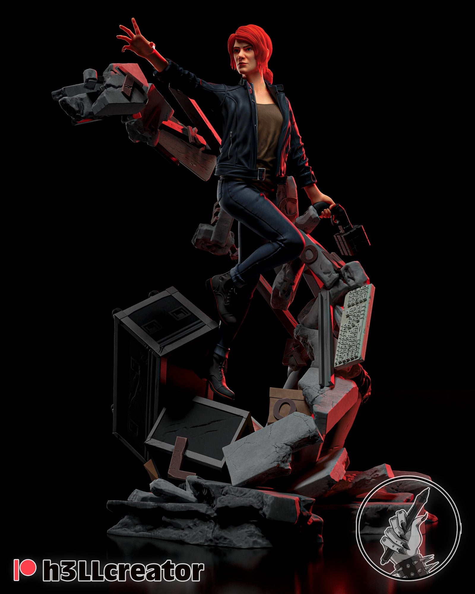 Jesse Faden (Control) resin figure by h3LLcreator — studio render 1