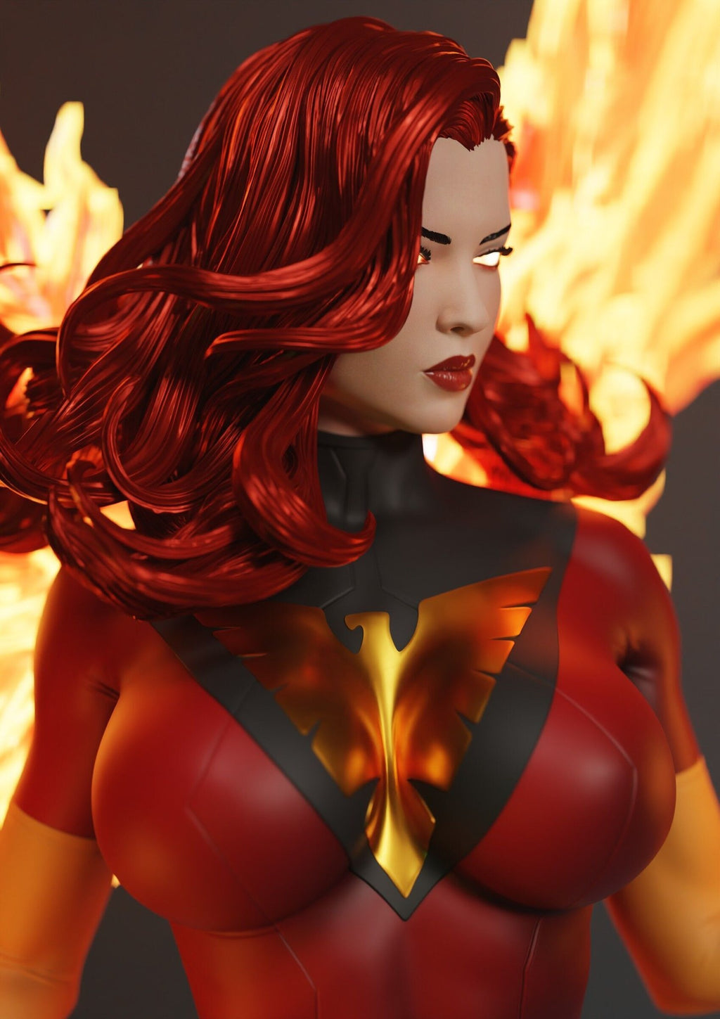 Jean Grey (Marvel) resin figure by Abe3D — studio render 11