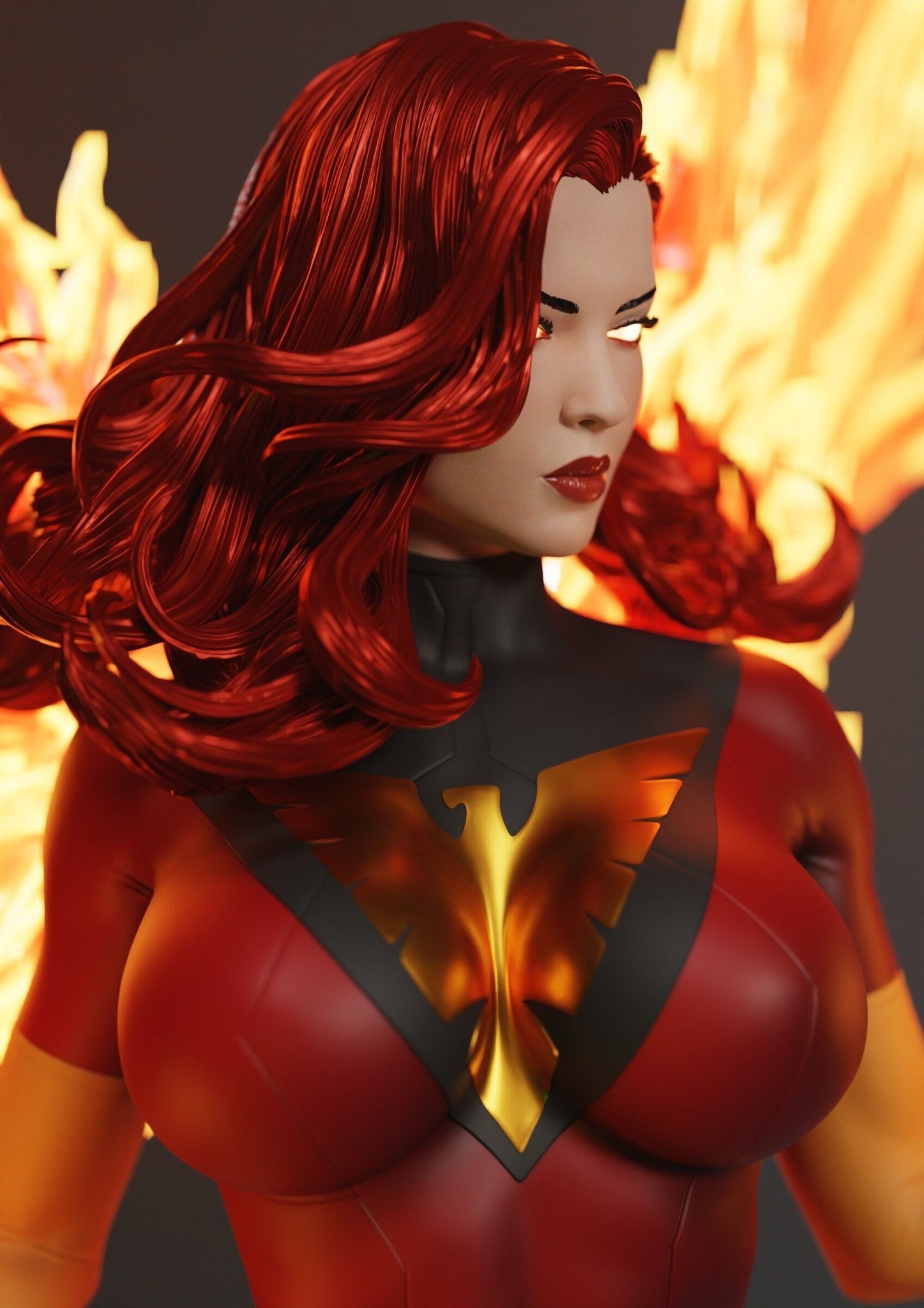 Jean Grey (Marvel) resin figure by Abe3D — studio render 11