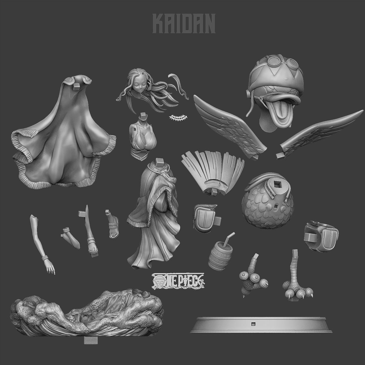 Princess Vivi and Karoo (One Piece) resin figure by Kaidan 3D — studio render 4