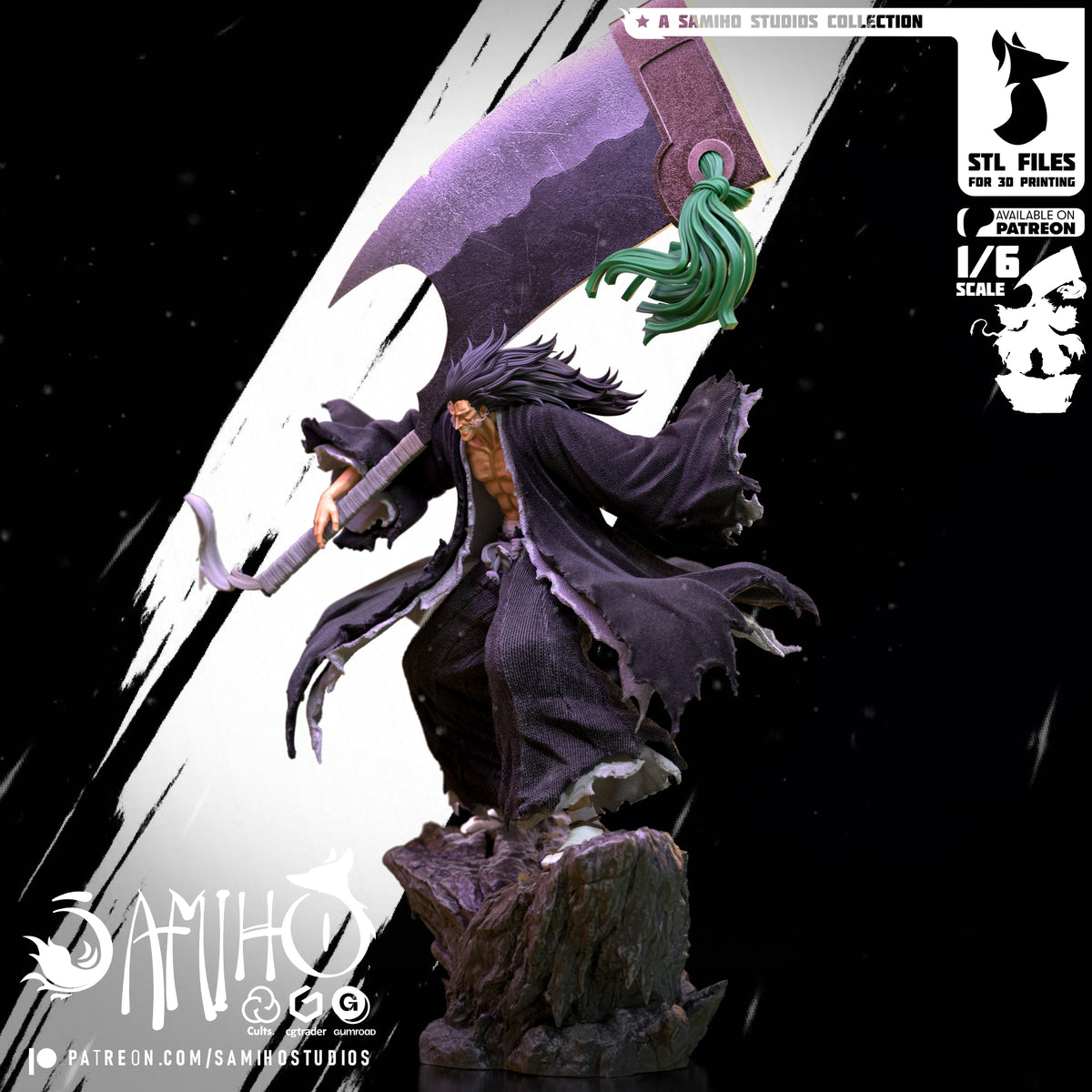 Kenpachi Zaraki Bleach resin figure by Samiho Studios — studio preview
