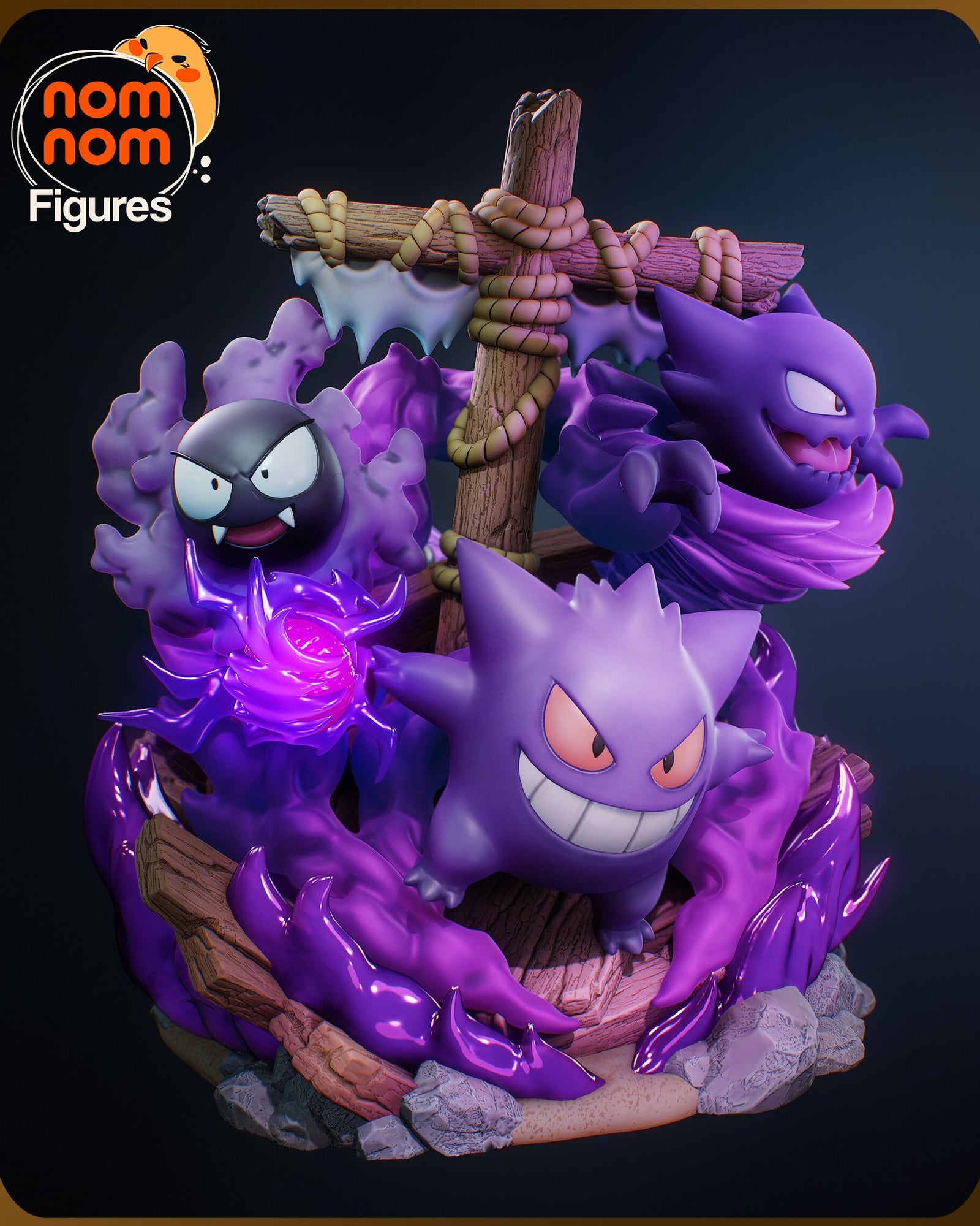 Ghost Pokemon Diorama Chibi resin figure by NomNom Figures — studio preview 2