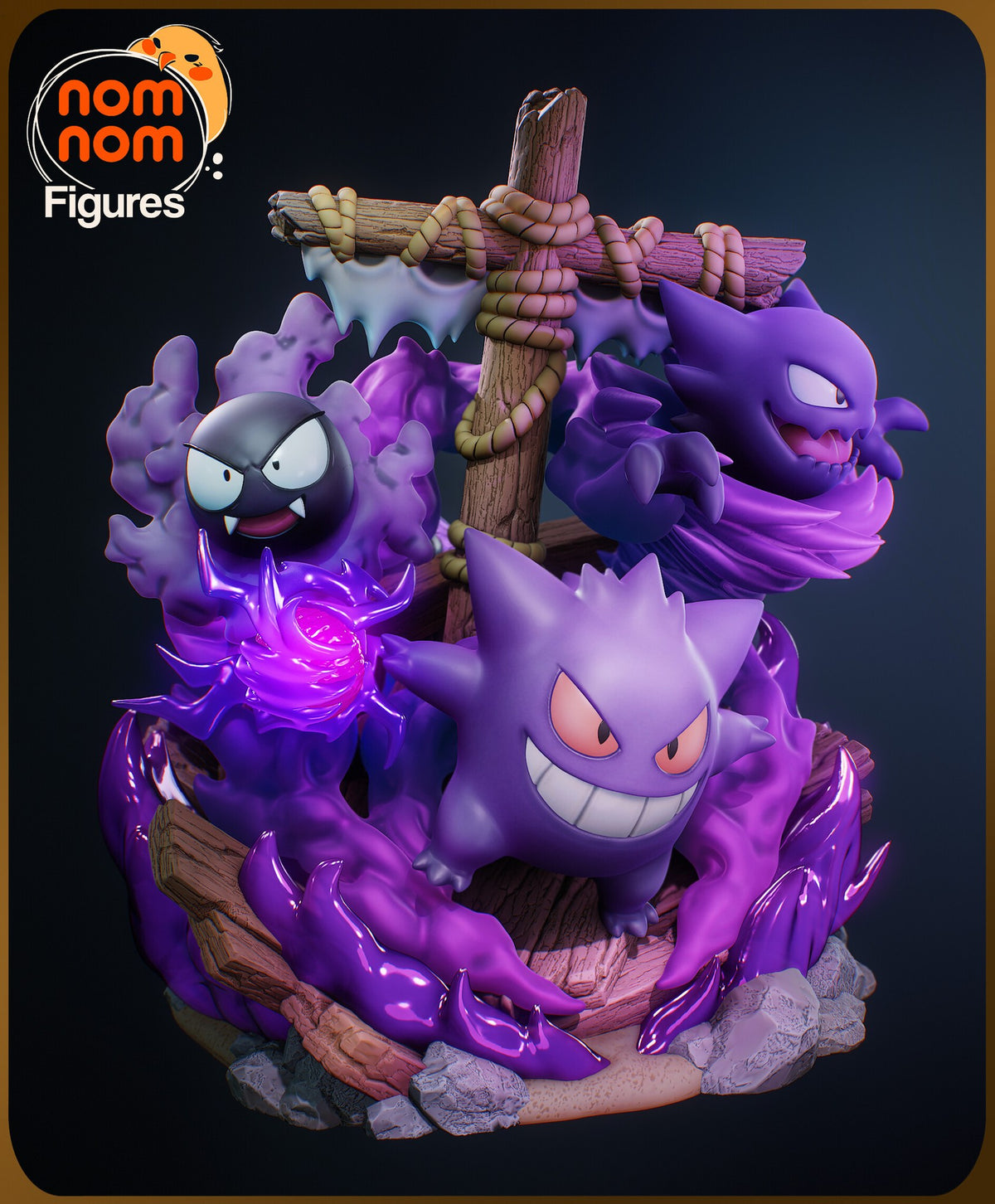 Ghost Pokemon Diorama Chibi resin figure by NomNom Figures — studio preview 2