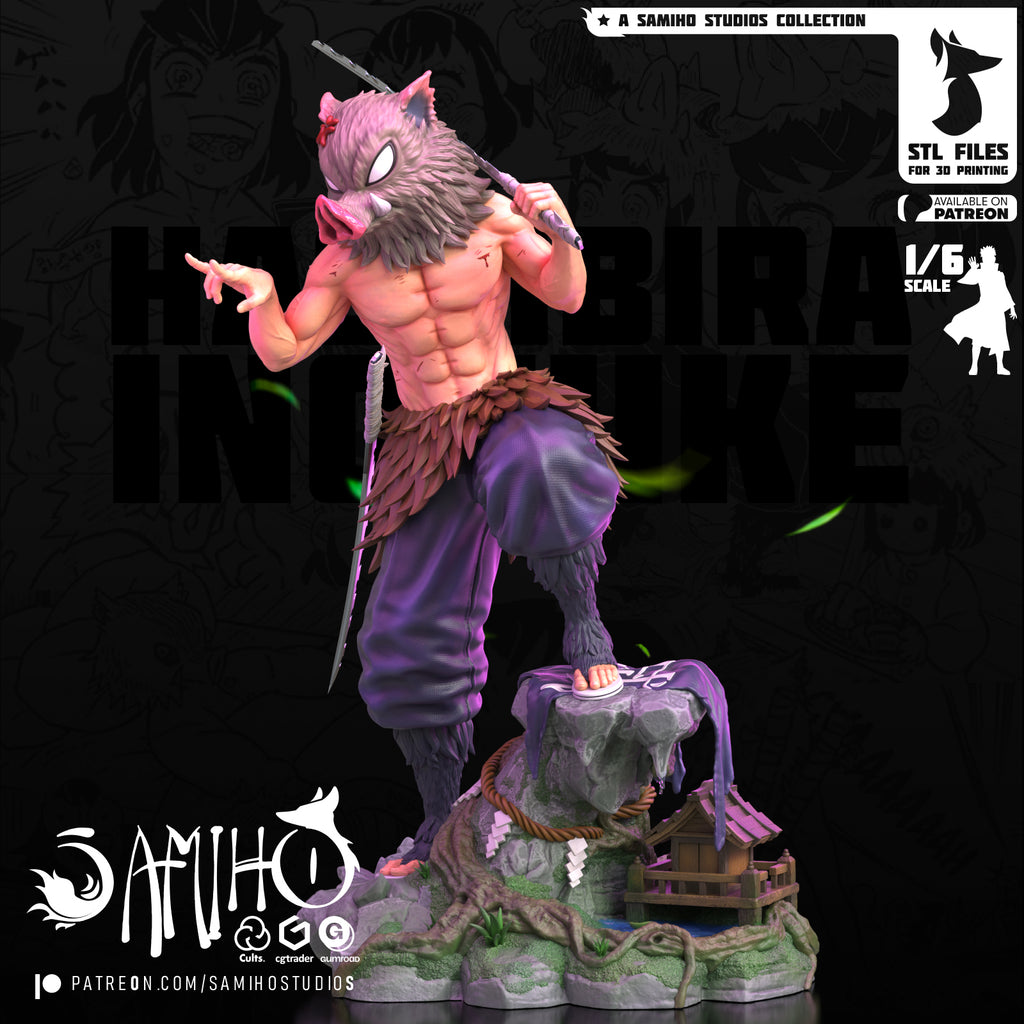 Inosuke Hashibira Demon Slayer resin figure by Samiho Studios — studio preview