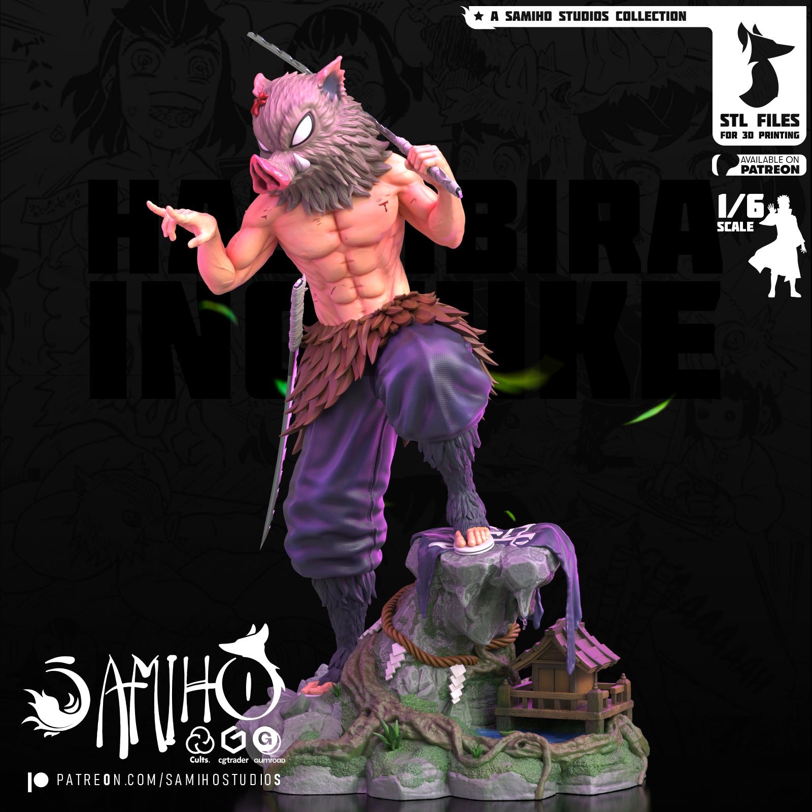 Inosuke Hashibira Demon Slayer resin figure by Samiho Studios — studio preview