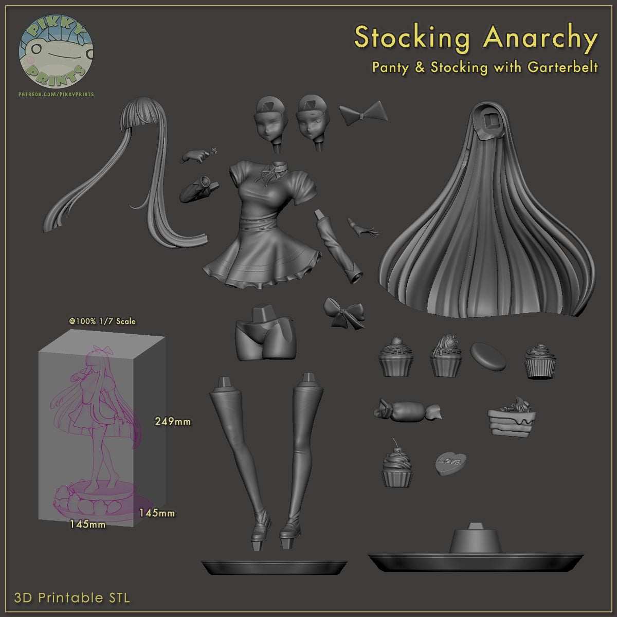 Stocking Anarchy (Panty and Stocking) resin figure by PikkyPrints — studio render 7
