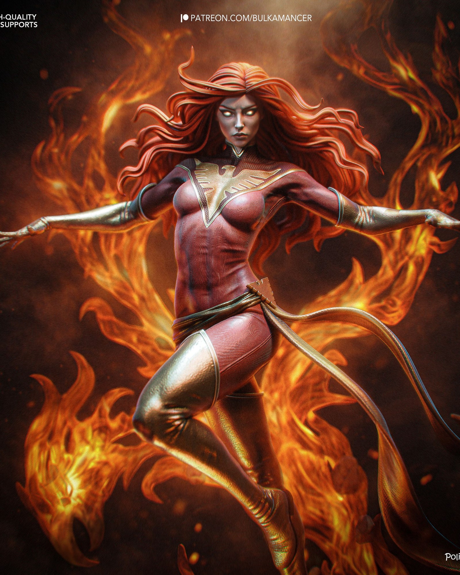 Jean Grey (Marvel) resin figure by Bulkamancer — studio render 1