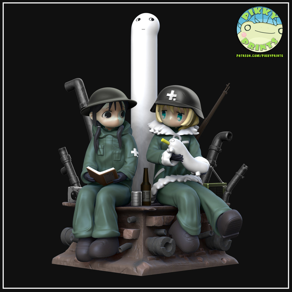Chito and Yuuri (Girls Last Tour) resin figure by PikkyPrints — studio render 2