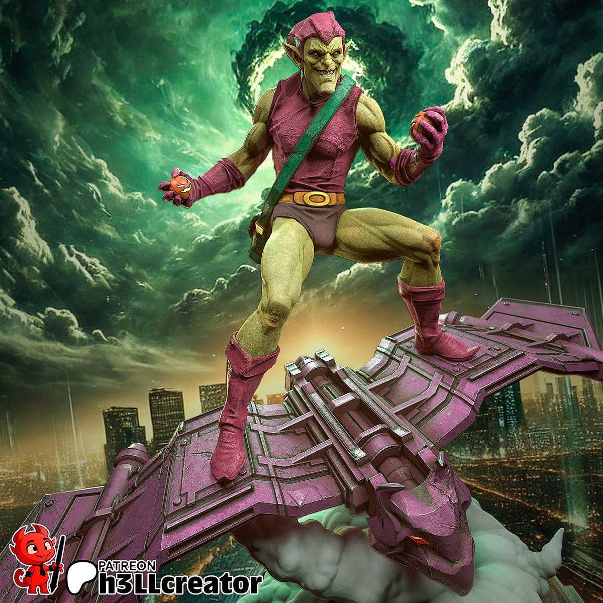 Green Goblin (Marvel) resin figure by h3LLcreator — studio render 1