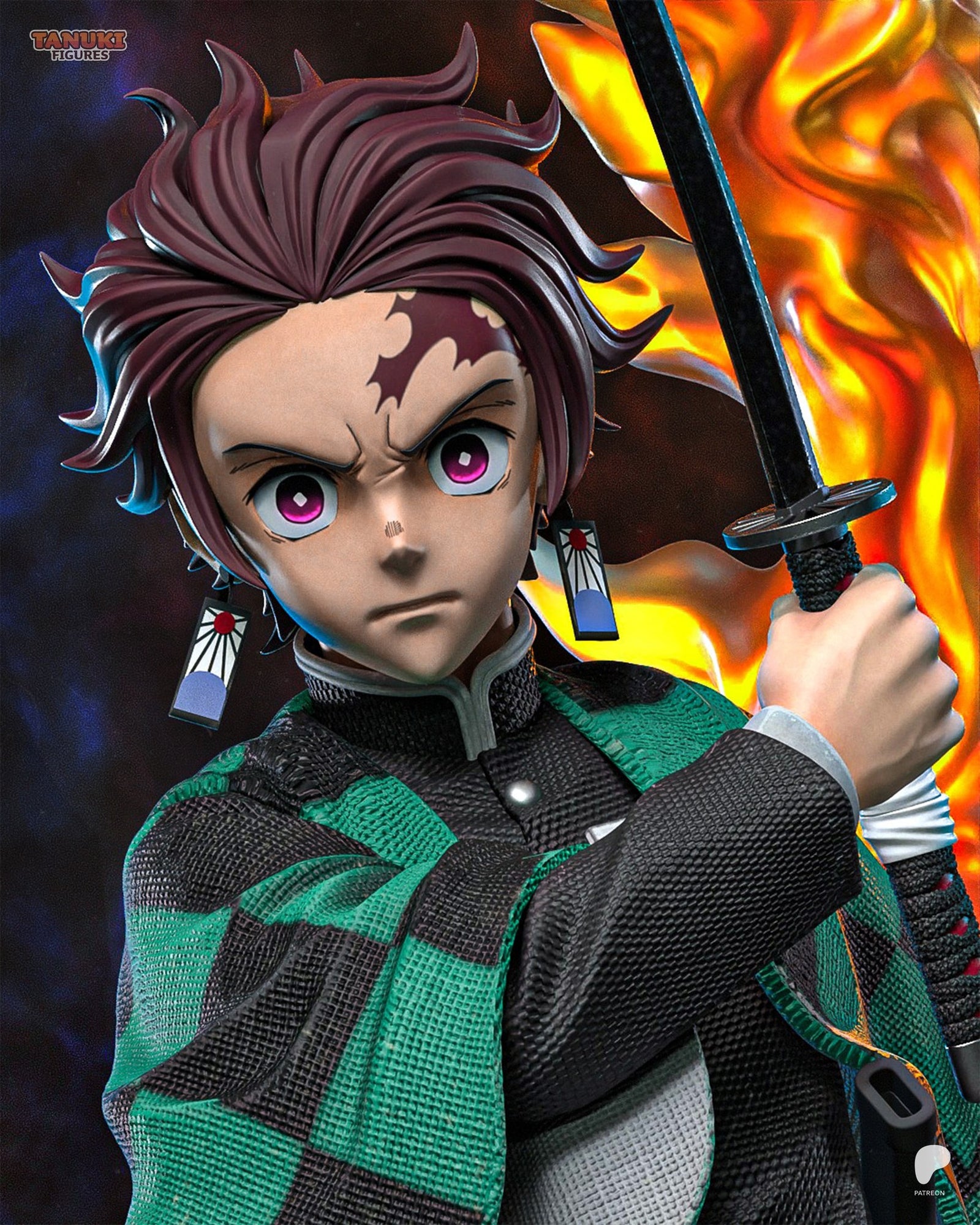 Tanjiro Kamado (Demon Slayer) resin figure by Tanuki Figures — studio render 2