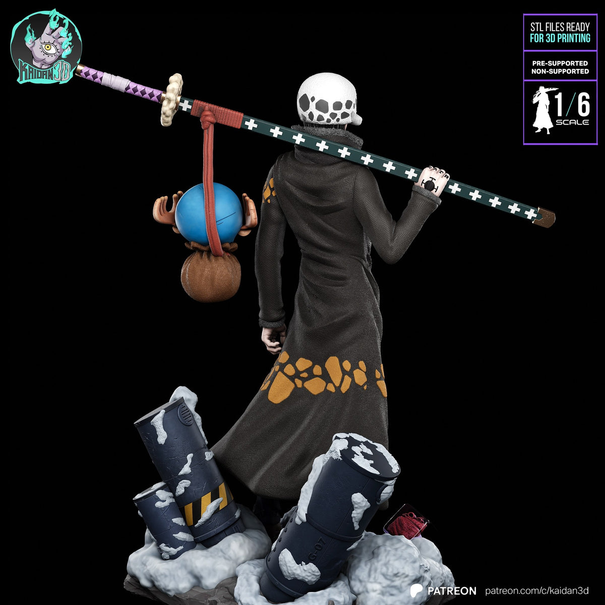 Trafalgar Law and Chopper (One Piece) resin figure by Kaidan 3D — studio render 6