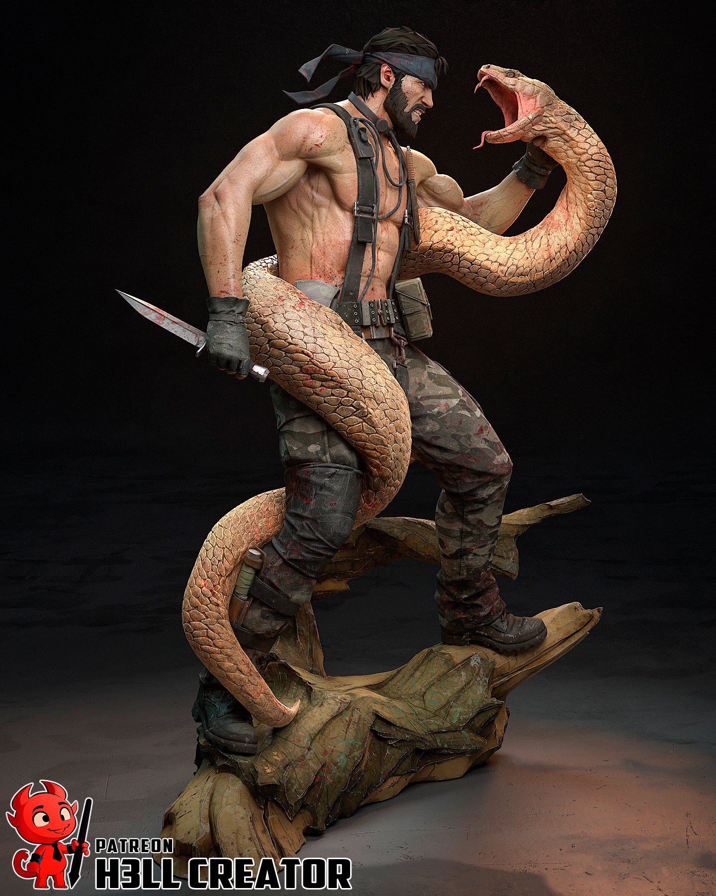 Big Boss (Metal Gear Solid) resin figure by h3LLcreator — studio render 5