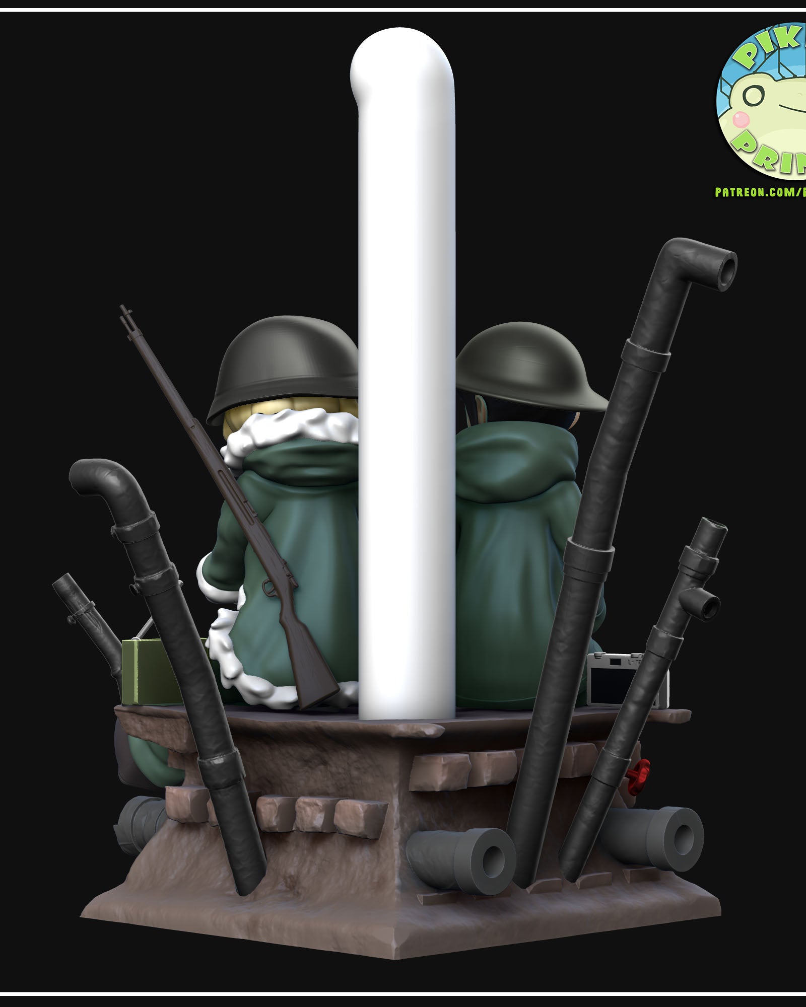 Chito and Yuuri (Girls Last Tour) resin figure by PikkyPrints — studio render 3