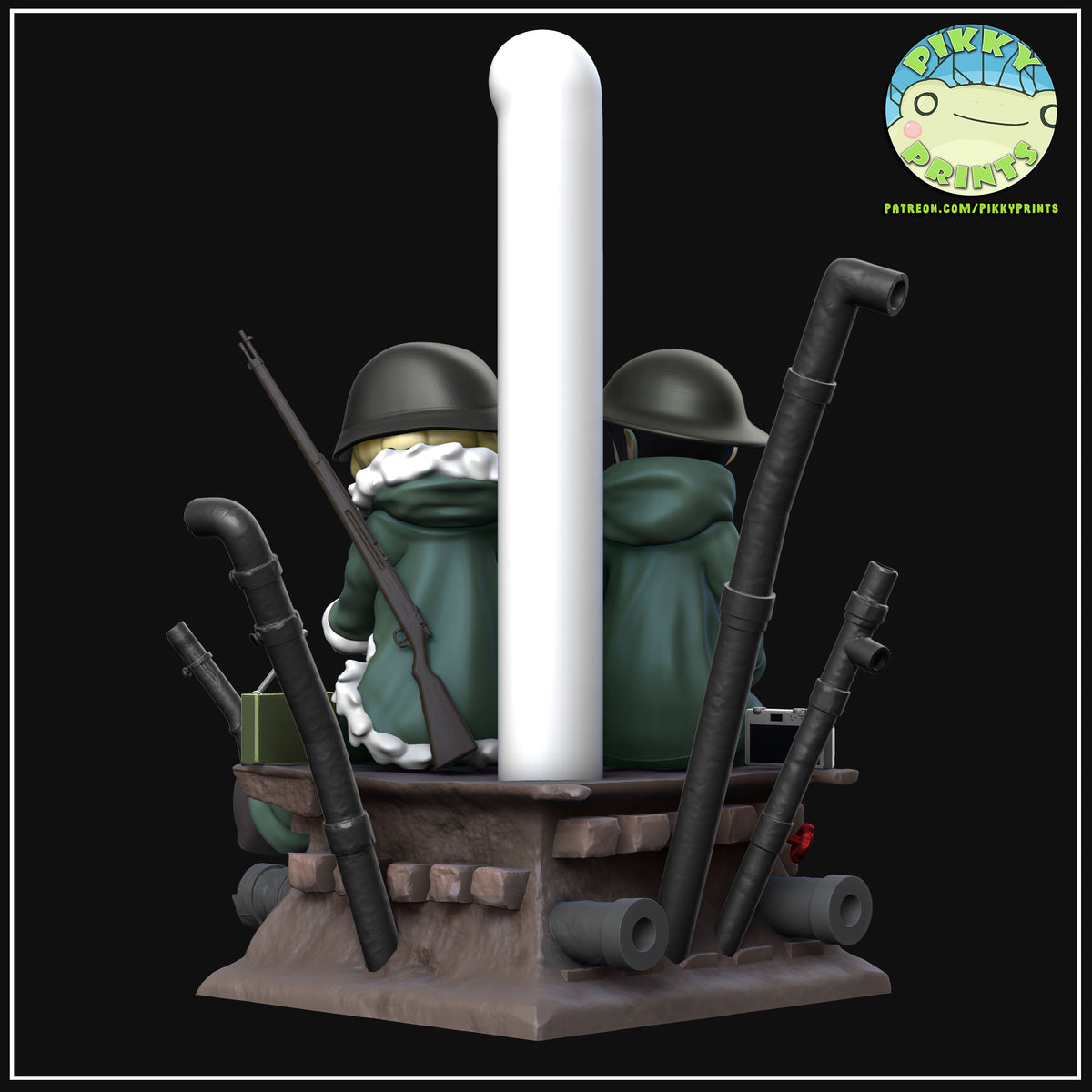 Chito and Yuuri (Girls Last Tour) resin figure by PikkyPrints — studio render 3