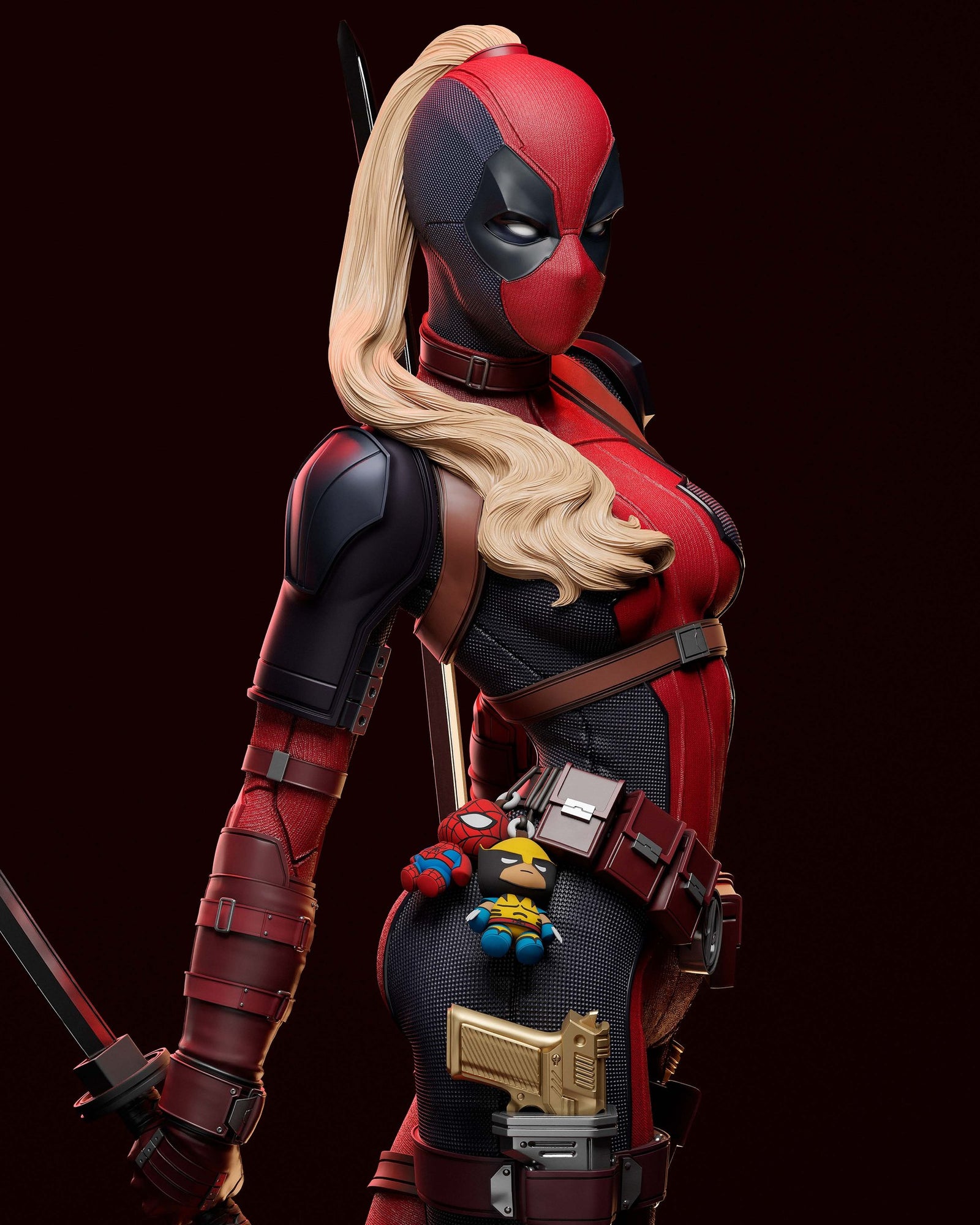 Lady Deadpool (Marvel) resin figure by Abe3D — studio render 5