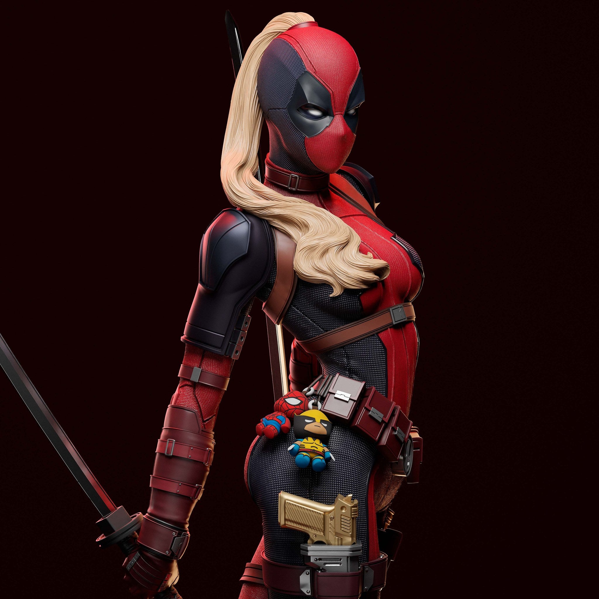 Lady Deadpool (Marvel) resin figure by Abe3D — studio render 5