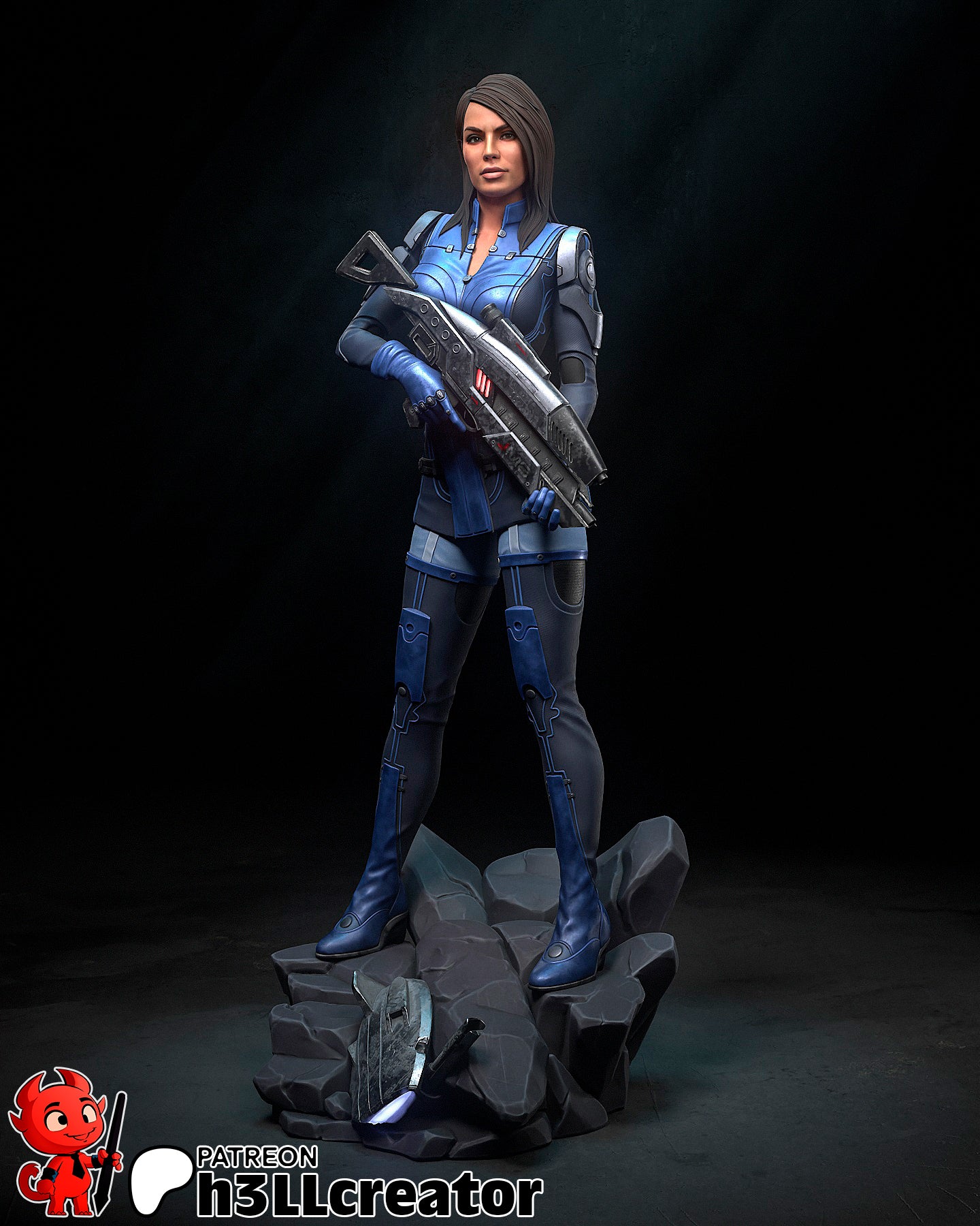 Ashley Williams (Mass Effect) resin figure by h3LLcreator — studio render 3