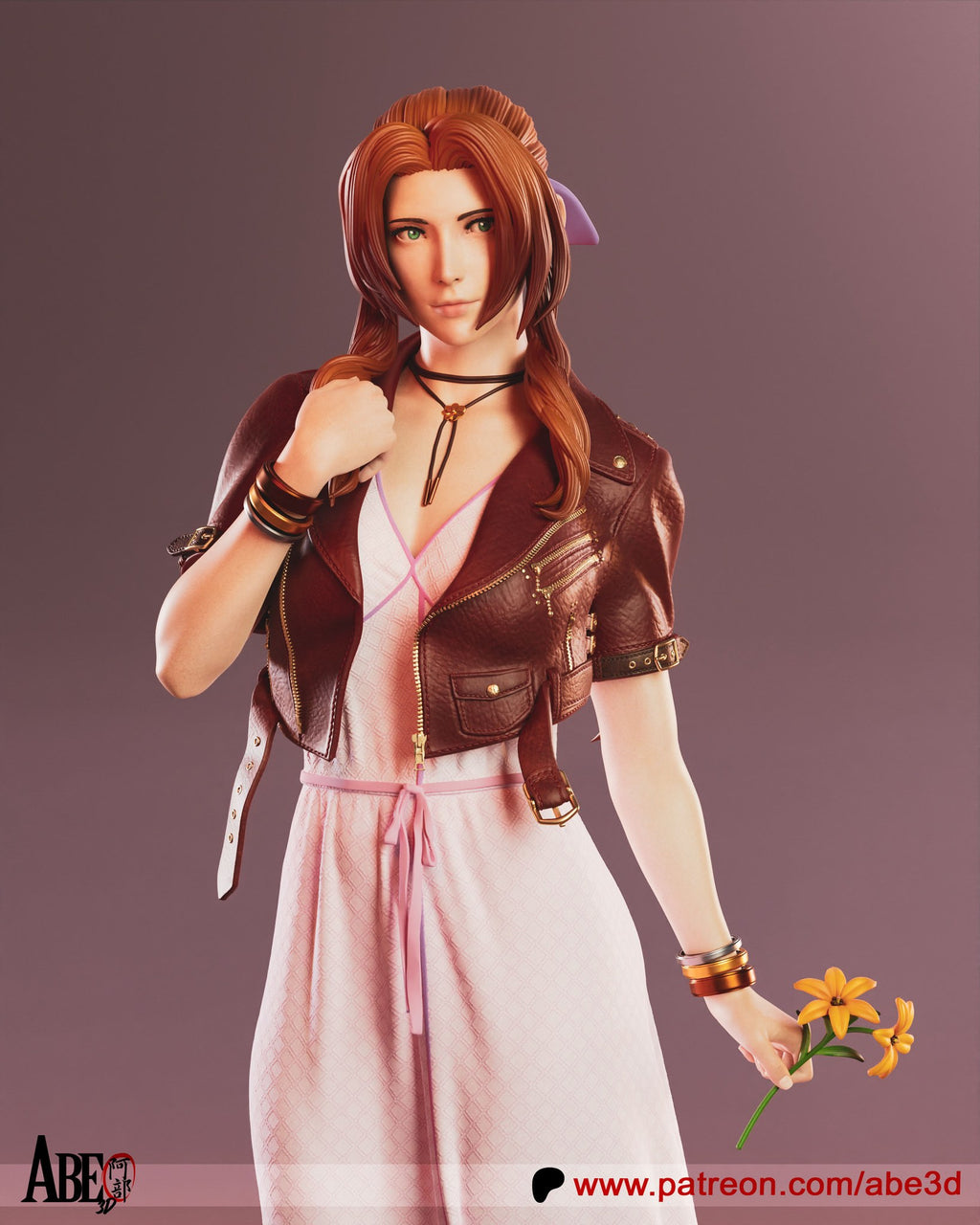 Aerith Gainsborough (Final Fantasy) resin figure by Abe3D — studio render 6