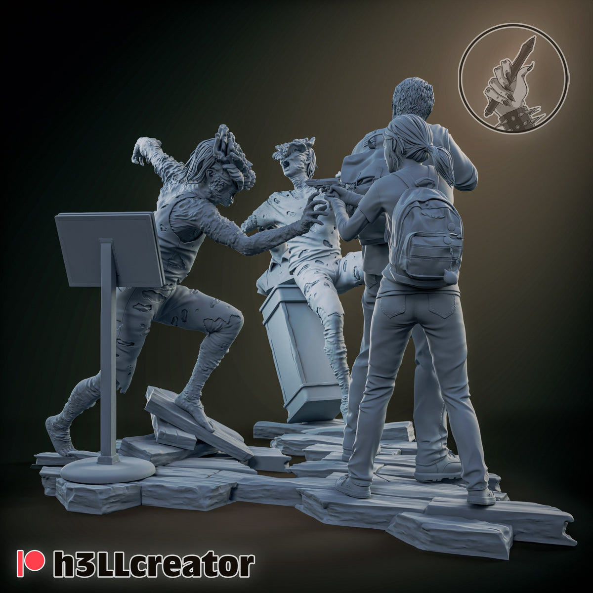 Joel and Ellie (The Last of Us) resin figure by h3LLcreator — studio render 5