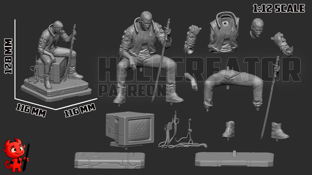 Male V (Cyberpunk 2077) resin figure by h3LLcreator — studio render 10