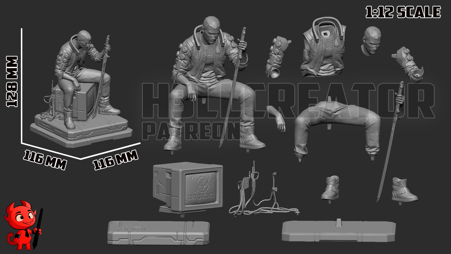 Male V (Cyberpunk 2077) resin figure by h3LLcreator — studio render 10