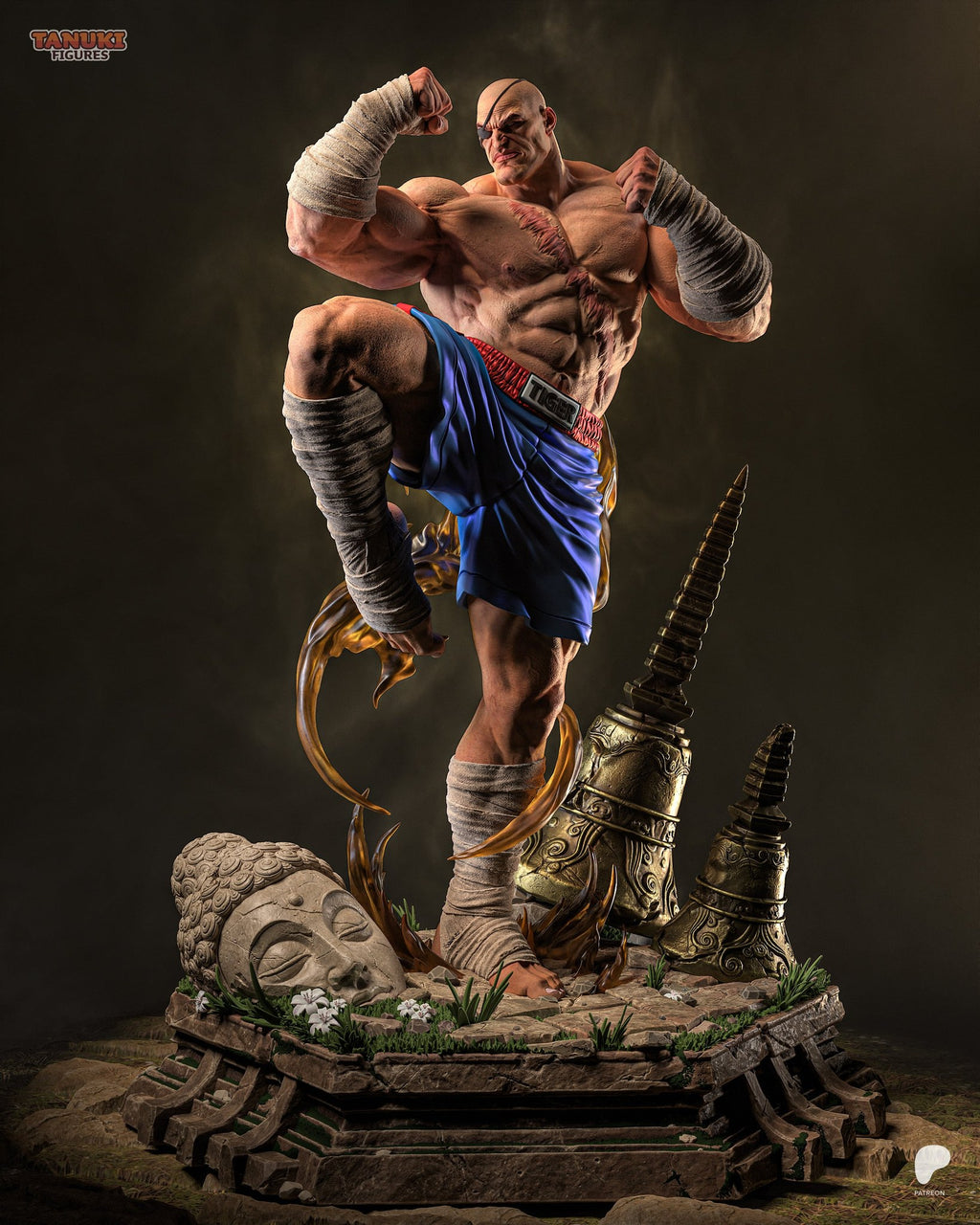 Sagat (Street Fighter) resin figure by Tanuki Figures — studio render 5