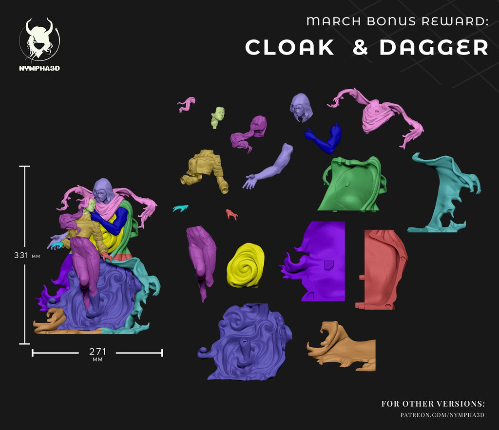 Cloak and Dagger (Marvel) resin figure by Nympha — studio render 5