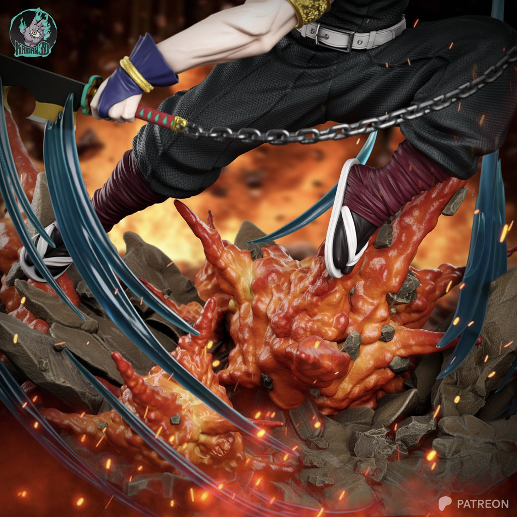 Tengen Uzui (Demon Slayer) resin figure by Kaidan 3D — studio render 5