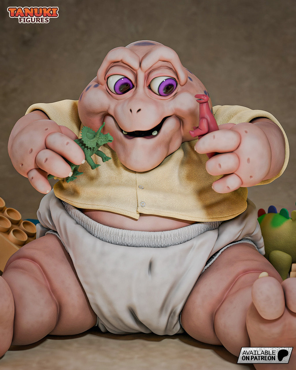 Baby Sinclair (Dinosaurs) resin figure by Tanuki Figures — studio render 2