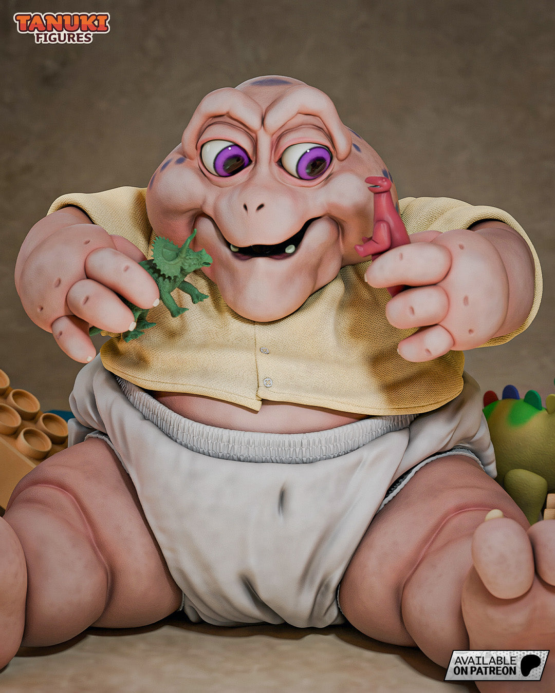 Baby Sinclair (Dinosaurs) resin figure by Tanuki Figures — studio render 2