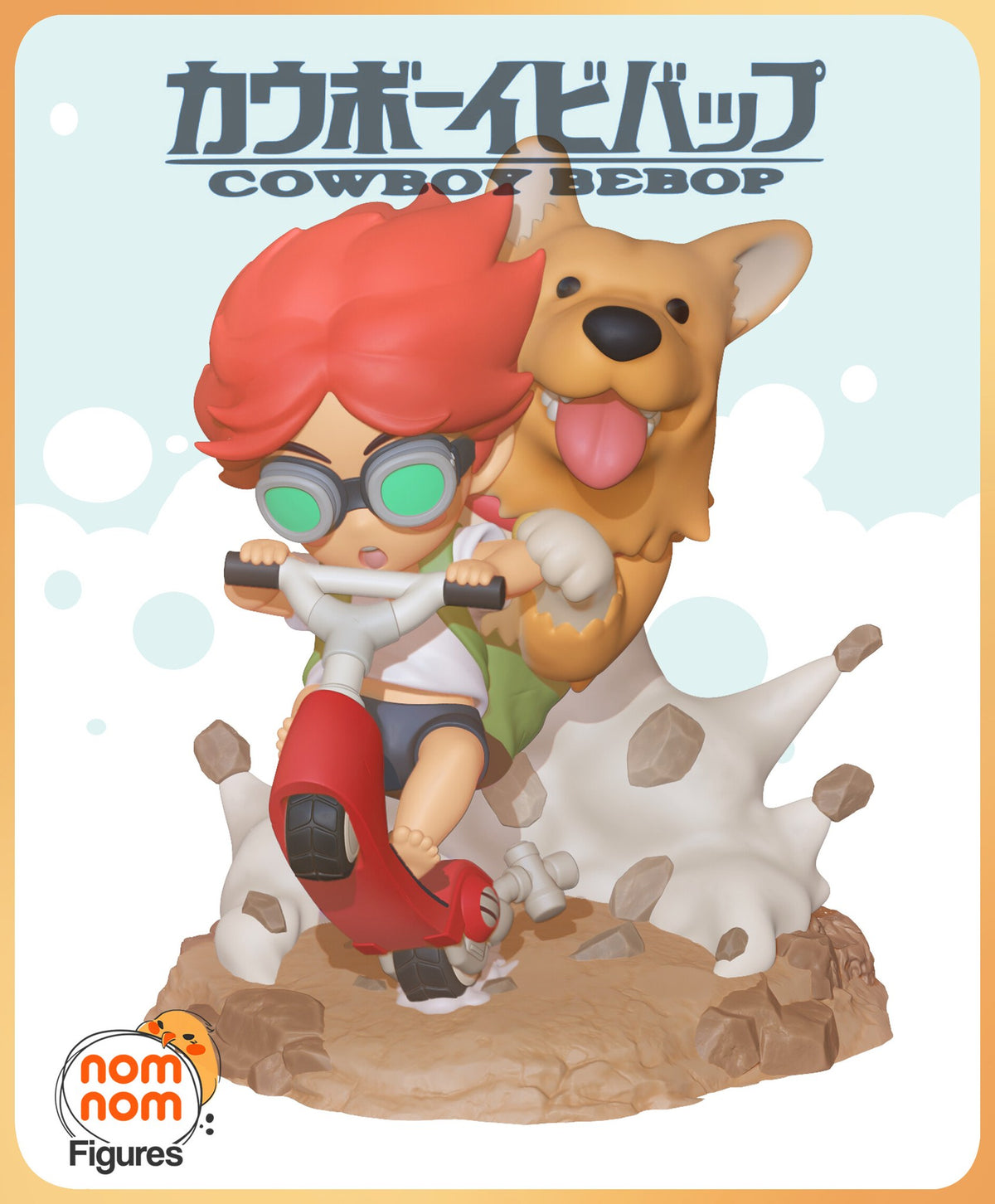 Ein & Edward Cowboy Bebop Chibi resin figure by NomNom Figures — studio preview 1