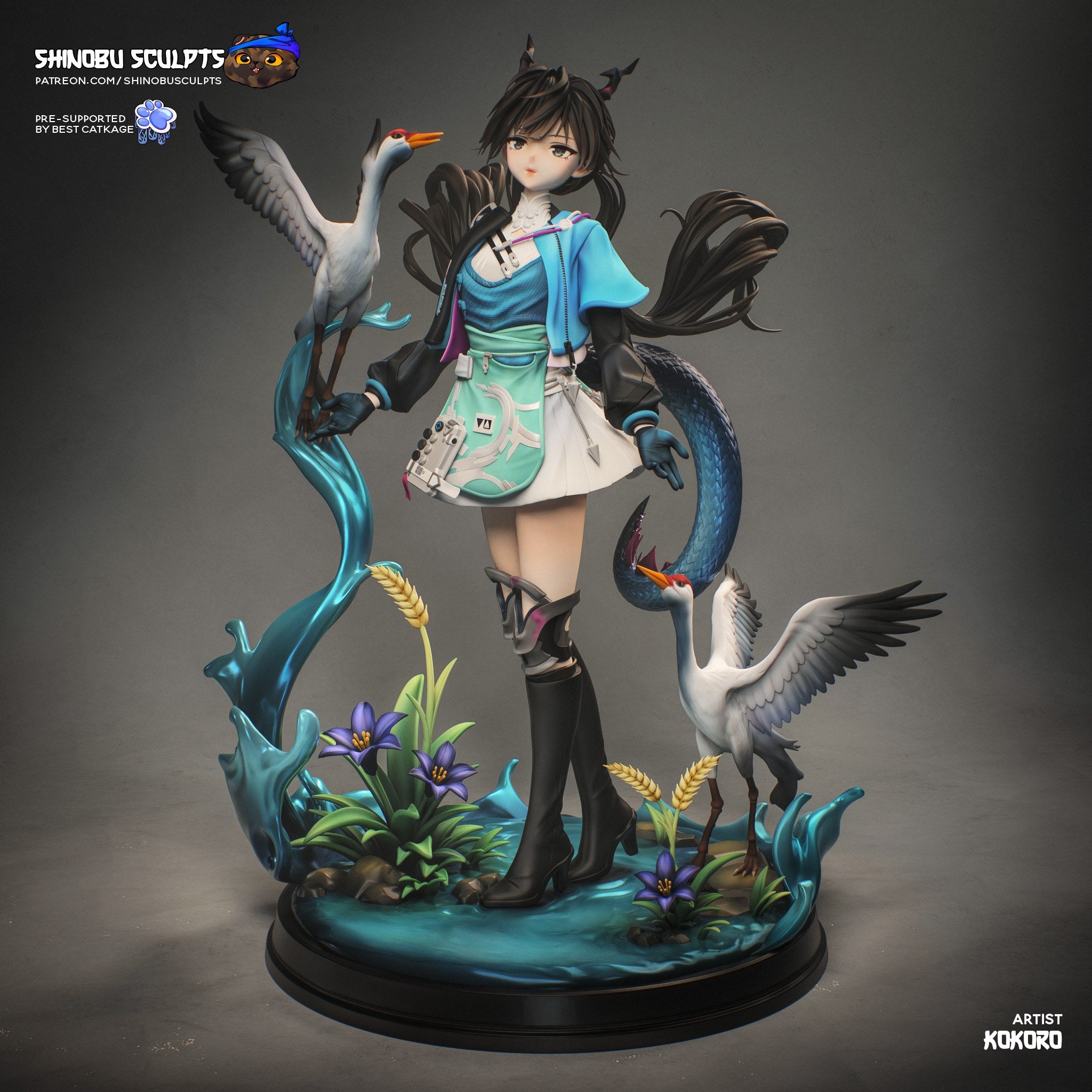 Chen Qianyu (Arknights: Endfield) resin figure by Shinobu Sculpts — studio render 2