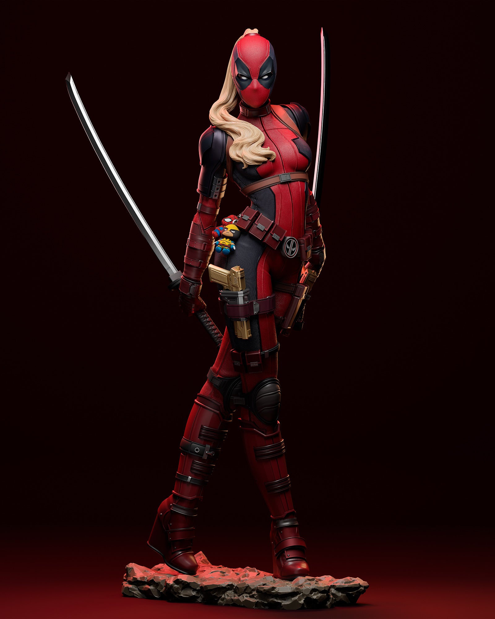 Lady Deadpool (Marvel) resin figure by Abe3D — studio render 1