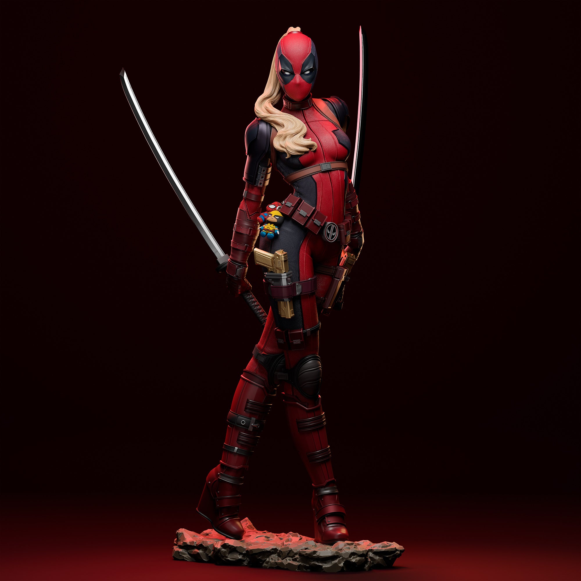 Lady Deadpool (Marvel) resin figure by Abe3D — studio render 1