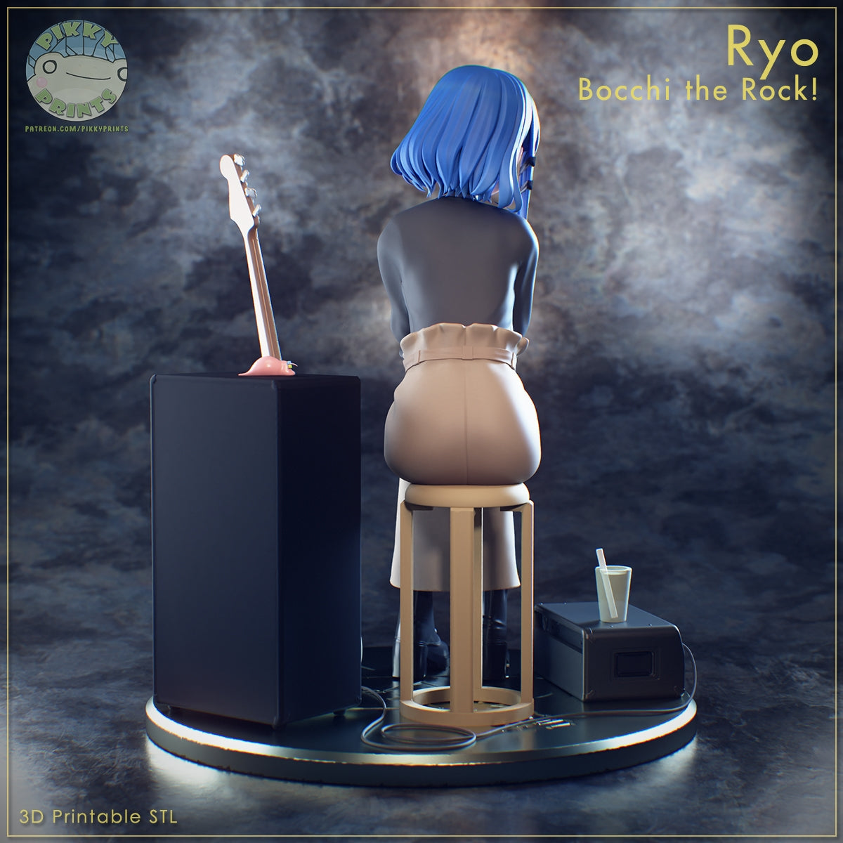 Ryo Yamada (Bocchi the Rock) resin figure by PikkyPrints — studio render 2