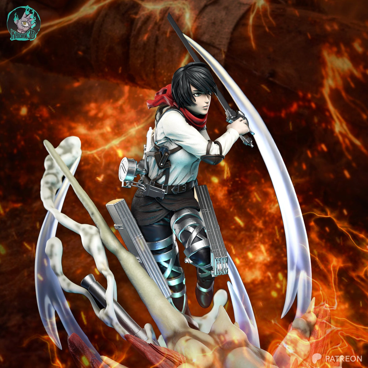 Mikasa Ackerman (Attack on Titan) resin figure by Kaidan 3D — studio render 2
