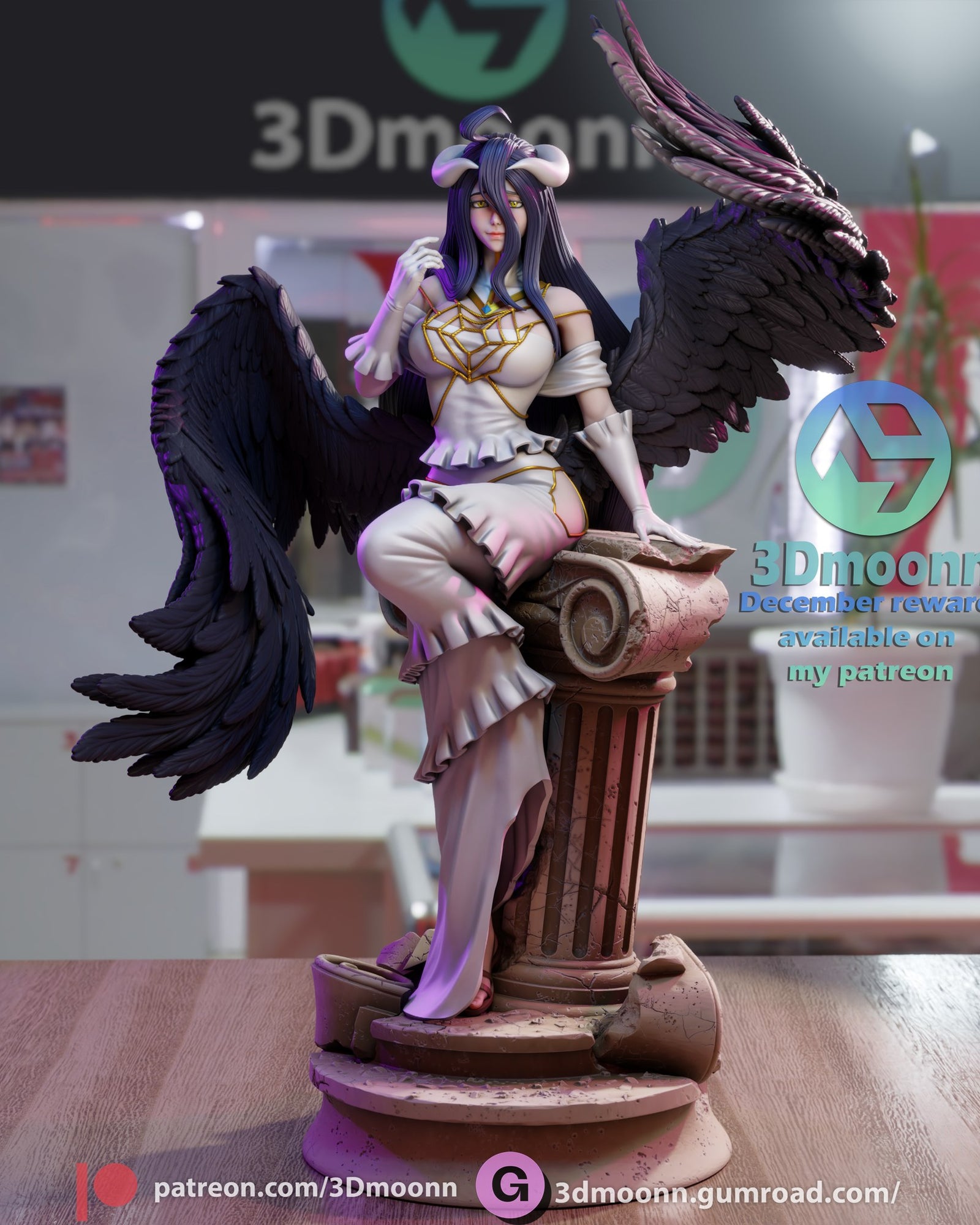 Albedo Overlord resin figure by 3Dmoonn — studio preview