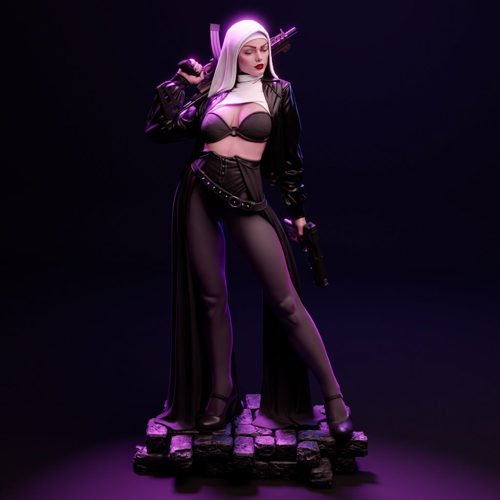 Nun with Gun — studio render 4