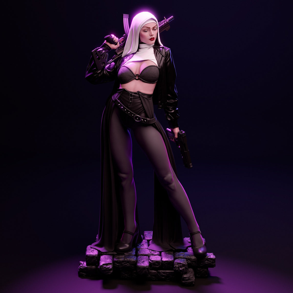 Nun with Gun — studio render 4