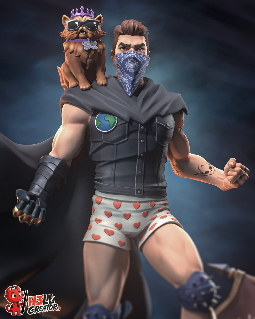 Carl and Princess Donut (Dungeon Crawler Carl) resin figure by h3LLcreator — studio render 1
