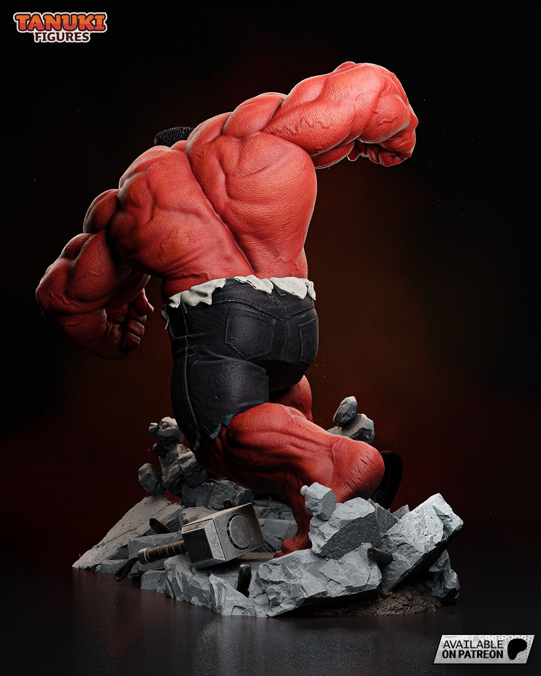 Red Hulk (Marvel) resin figure by Tanuki Figures — studio render 3