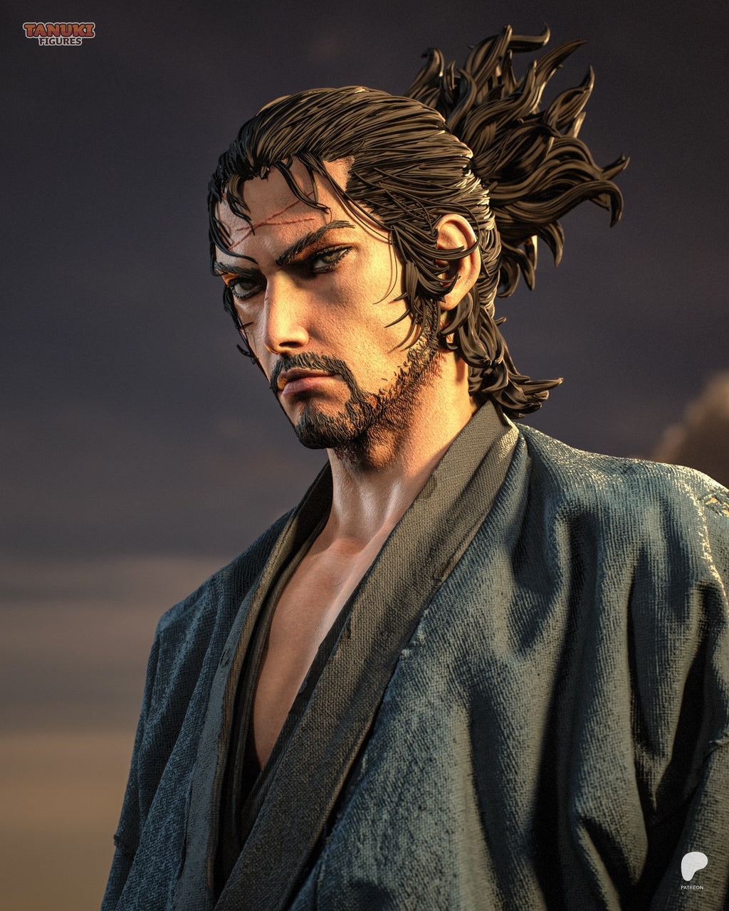 Miyamoto Musashi (Vagabond) resin figure by Tanuki Figures — studio render 3