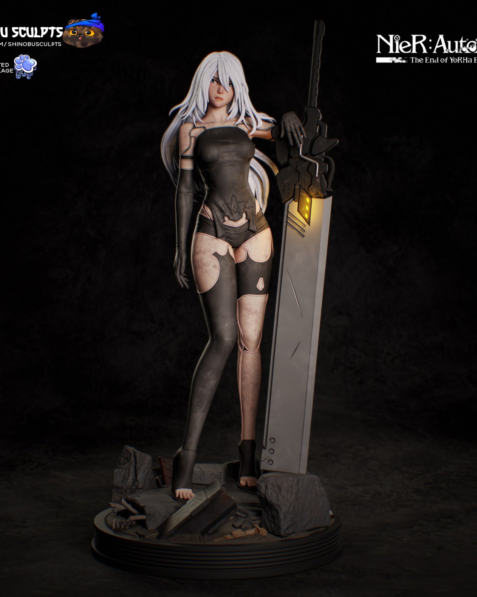 A2 (NieR Automata) resin figure by Shinobu Sculpts — studio render 2